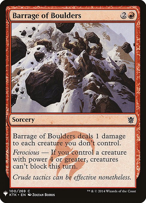 《石弾の弾幕/Barrage of Boulders》[PWシンボル付き再版] 赤C